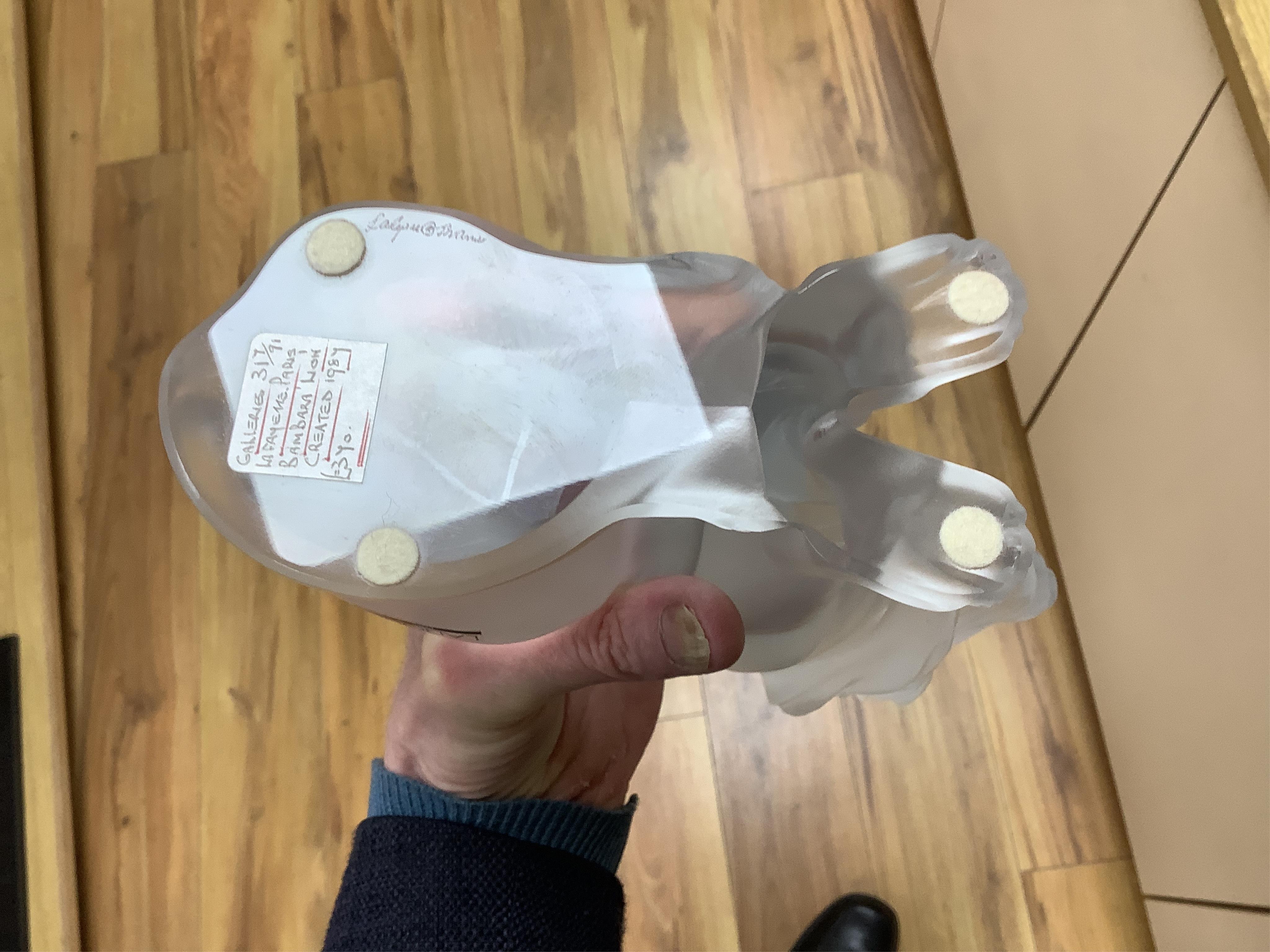 A Lalique glass figure ‘Bamara Lion’, signed to the base, boxed, 20cm high